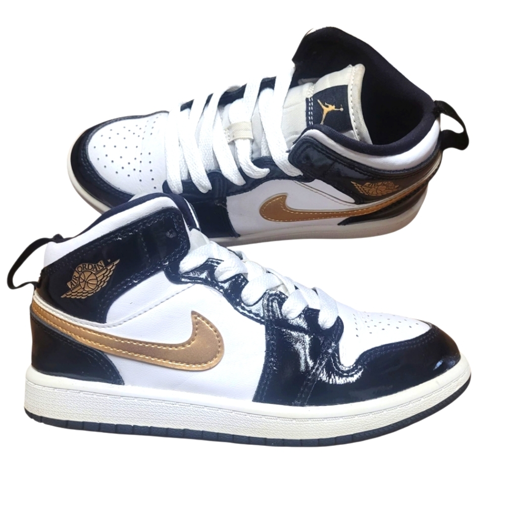 Jordan Kids Sneakers White Black Gold High-Top